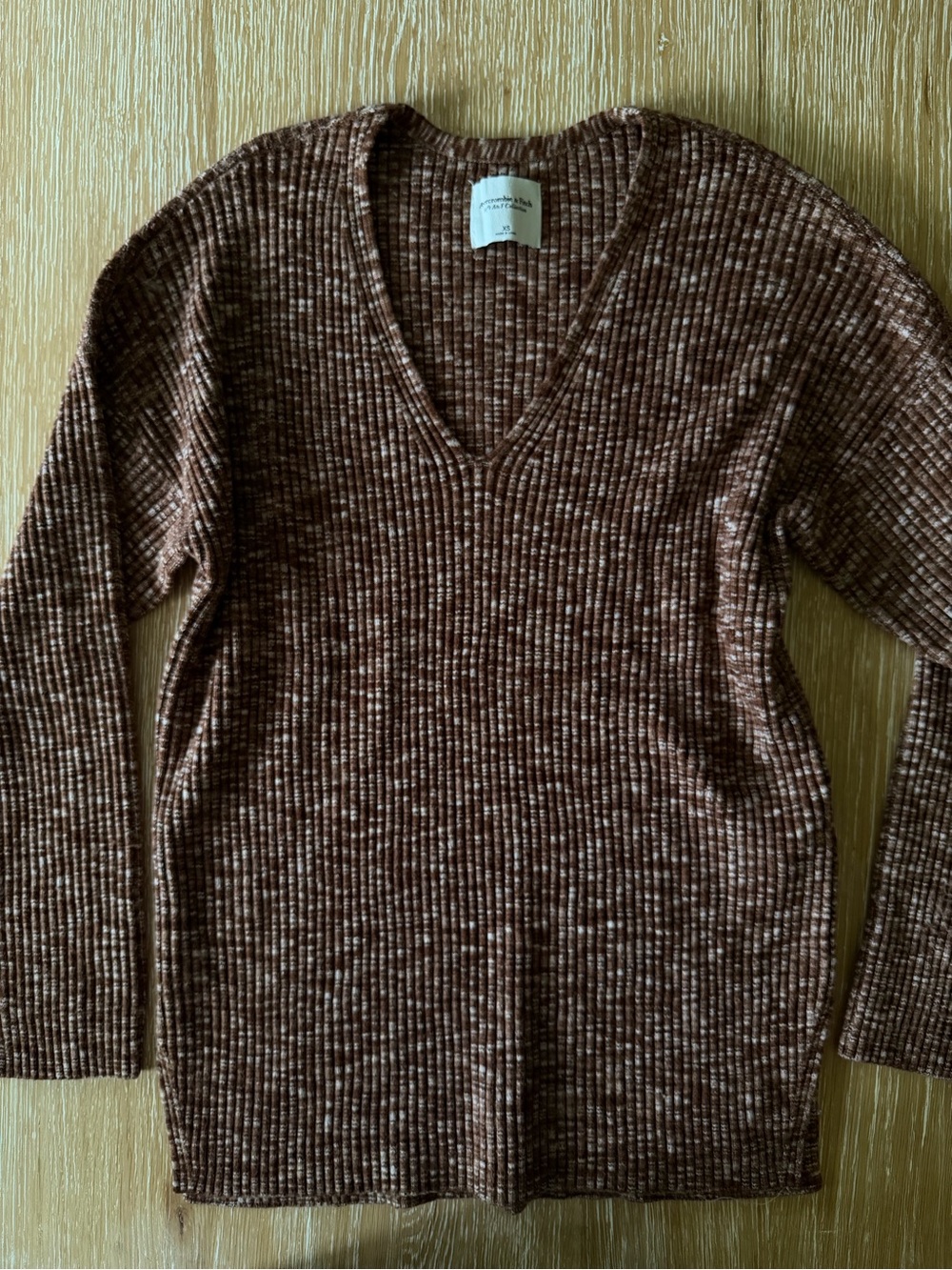 Abercrombie & Fitch Brown Marled V-Neck Sweater